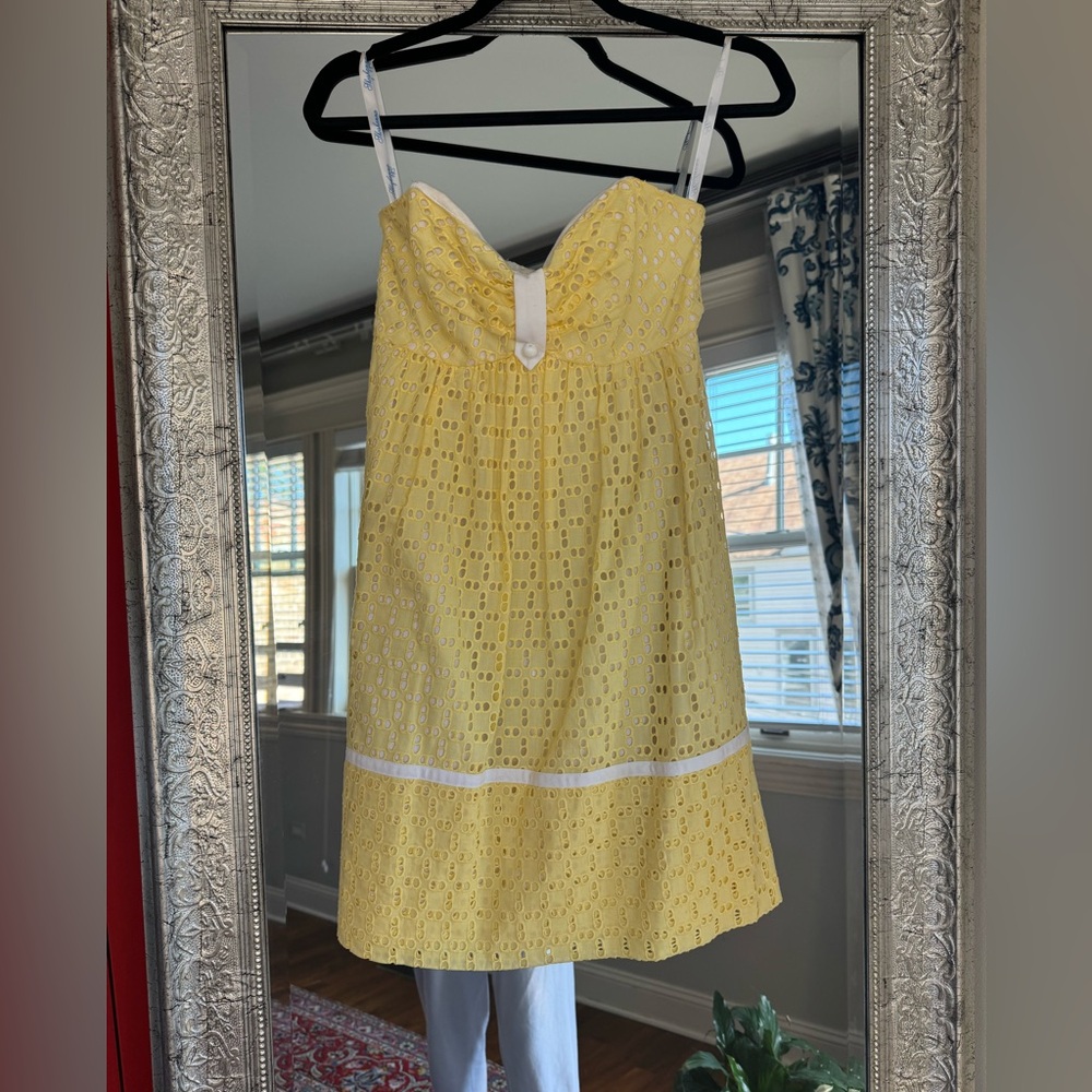 Shoshanna Yellow Strapless Eyelet Dress Size 2